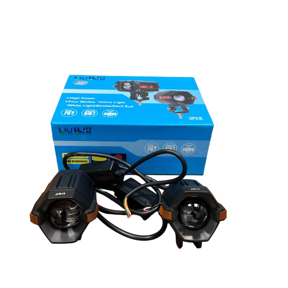 HJG NightBreaker Spaceship P97 Dual Projector Lens Foglight 100W Dual Lens Projector Lens Fog Light 100W Foglight Ultra Wide Dual Intensity LED Fog Lights White/Yellow Universal For All Cars & Bikes with Hazard Indicator LIU HJG P97 Foglight Red Amber DRL