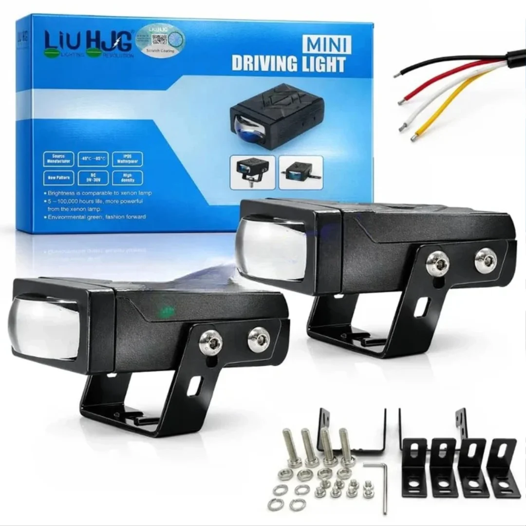 HJG HS92 Foglight Slim Drive Lens 80W Foglight with Two Type Clamps White/Yellow/Red Projector Foglight 80W Foglight Ultra Wide Dual Intensity LED Fog Lights White/Yellow/Red Devil Hi/Lo Fog Universal For All Cars & Bikes LIU HJG HS92 80W Foglight 2pc